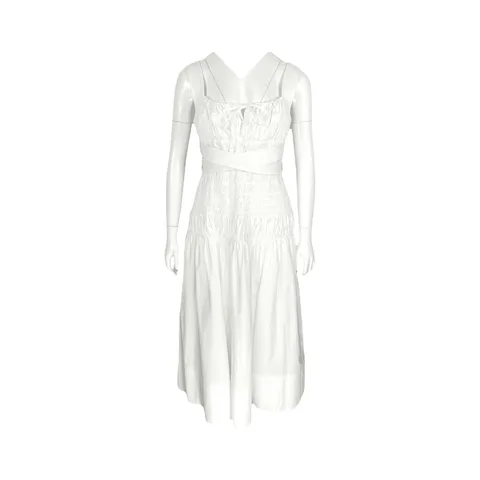 Self Portrait White Cotton Sweetheart Midi Dress UK10
