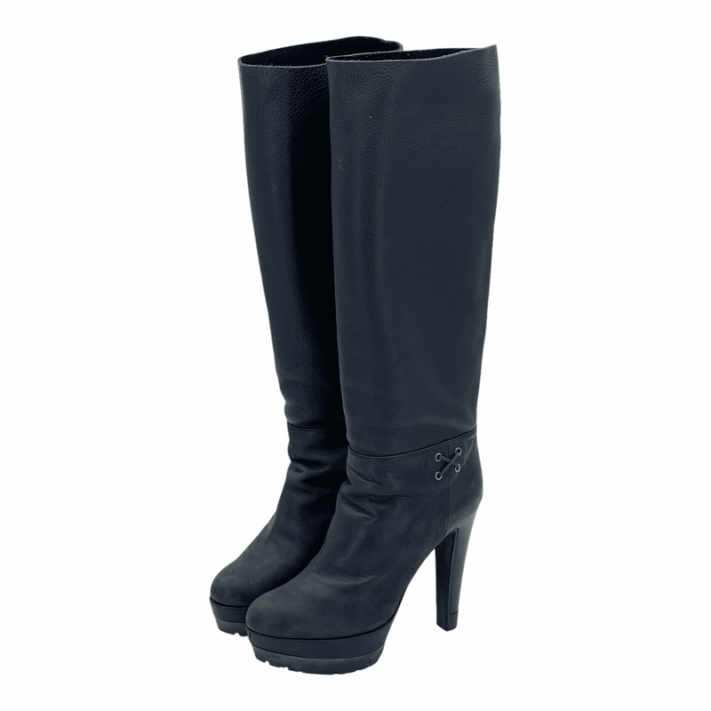 Sergio Rossi Black Leather Platform Boots 38 - 1