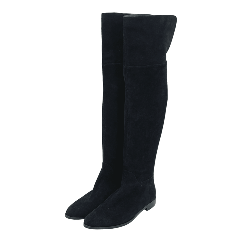 Sergio Rossi Black Suede Knee High Boots 38.5 - 1