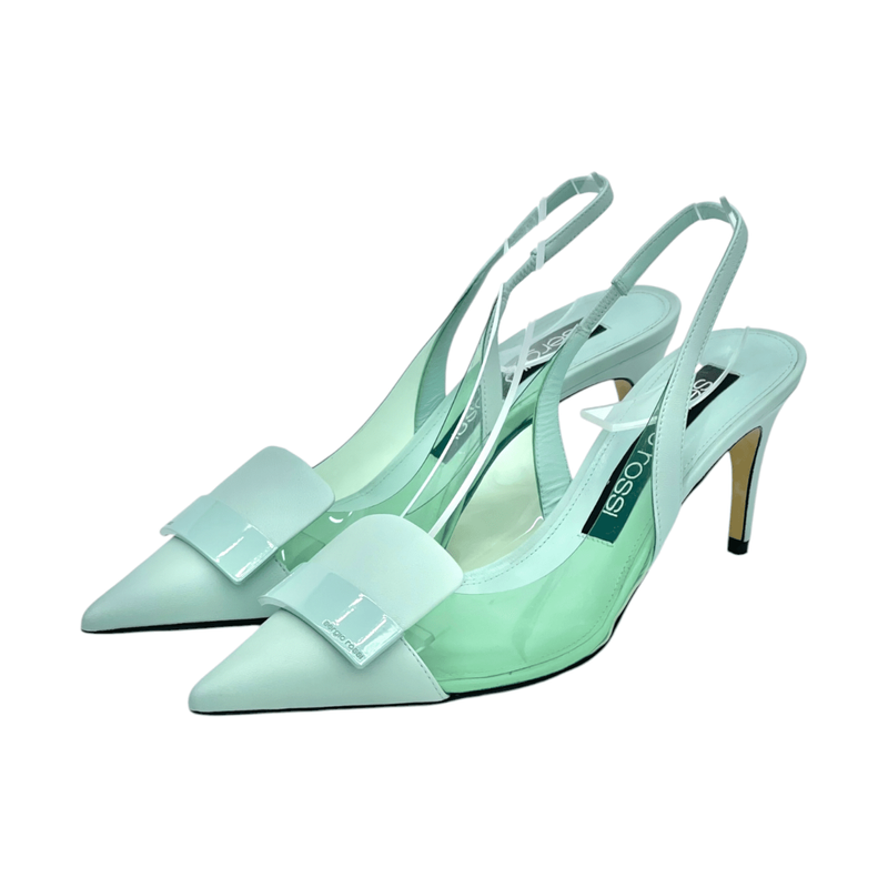 Sergio Rossi Pastel Green Slingback Heels 38.5 - 1