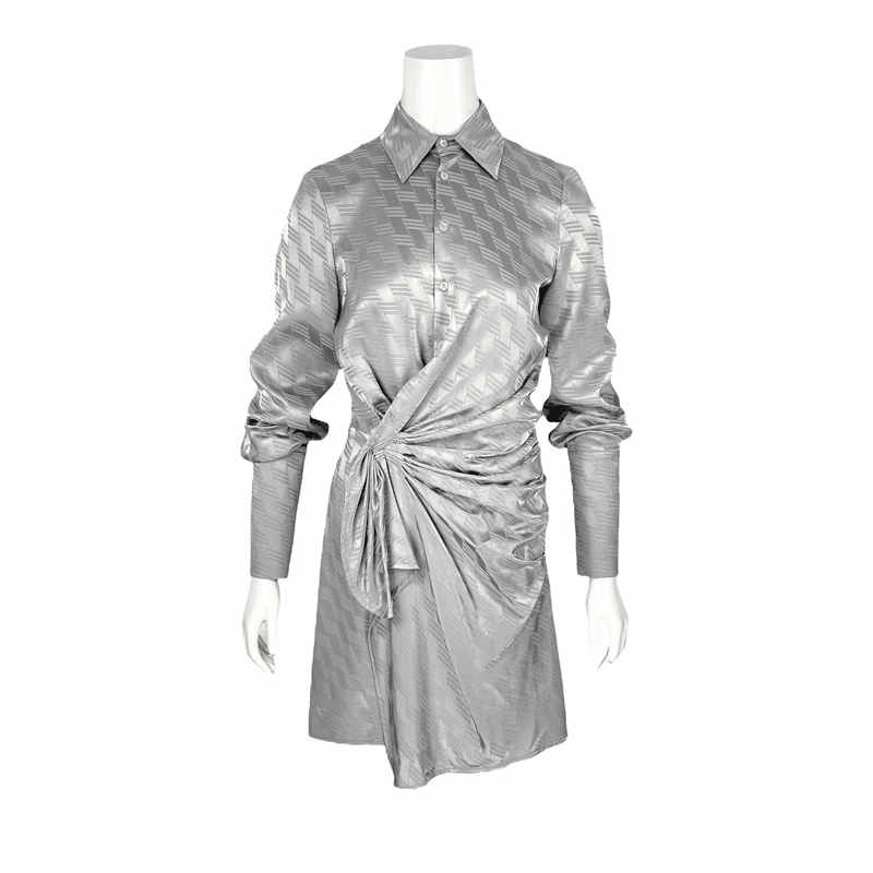 The Attico Grey Jacquard Midi Shirt Dress 38 - 1
