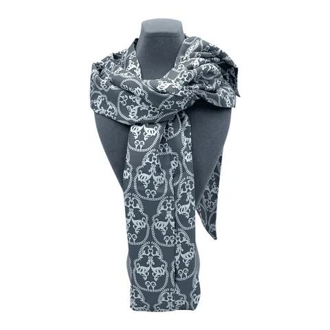 Thomas Wylde Grey White Silk Scarf - 1