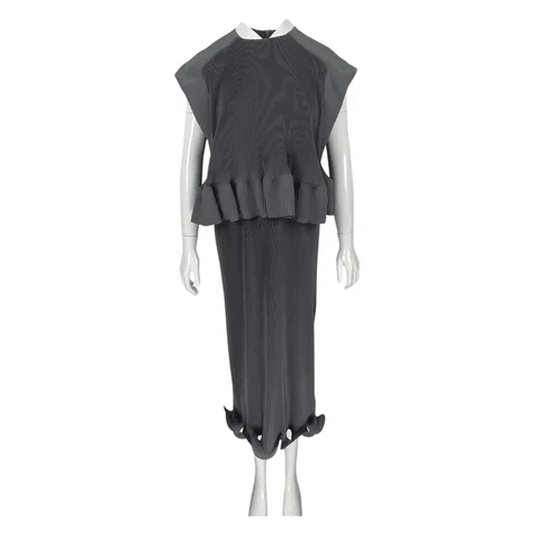 Tibi Storm Grey Plated Midi Dress M - 1