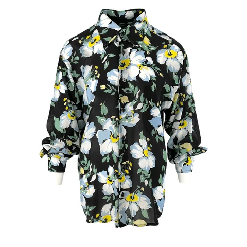 Tom Ford Black Floral Print Shirt L