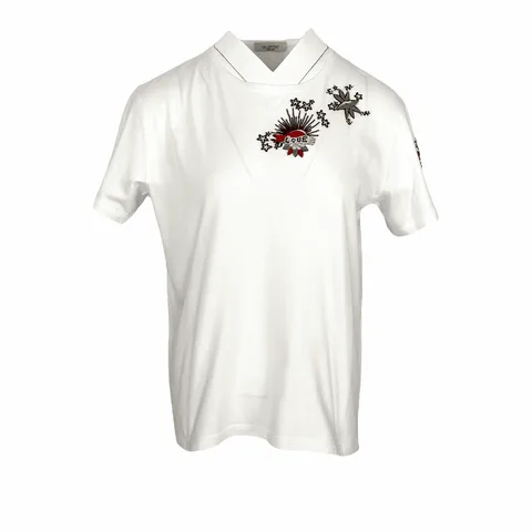 Valentino White Tattoo Embroidered Tshirt