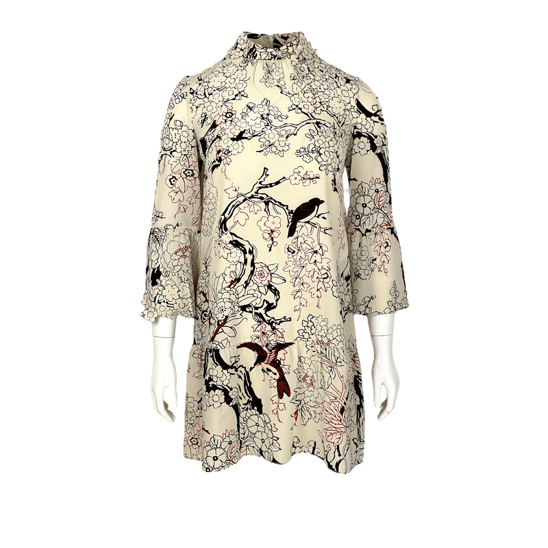 Valentino Beige Ruffled Floral Print Dress IT38 - 1