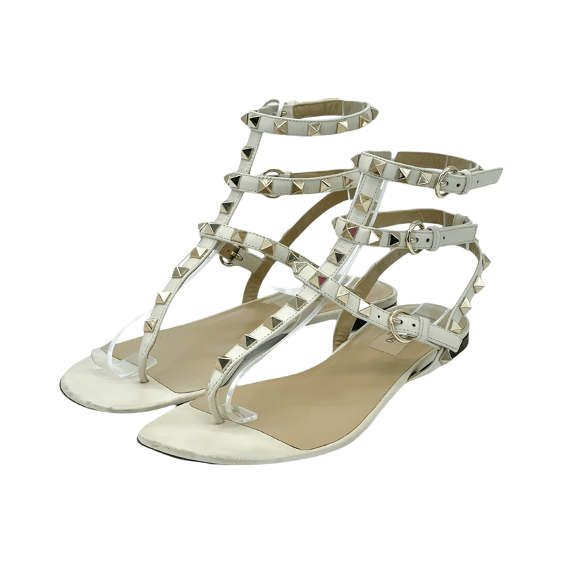 Valentino Garavani Rockstud Caged Flat Ecru Sandals 36 - 1