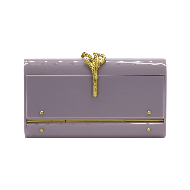Valentino Nude Pink Plexi Gold Hardware Resin Box Clutch - 1