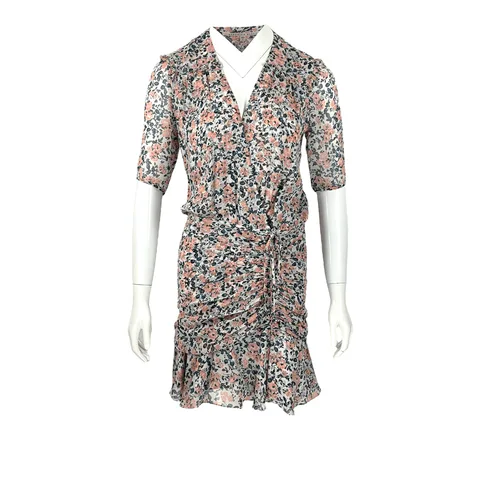 Veronica Beard Pink Floral Print Ruched Silk Mini Dress 2 - 1