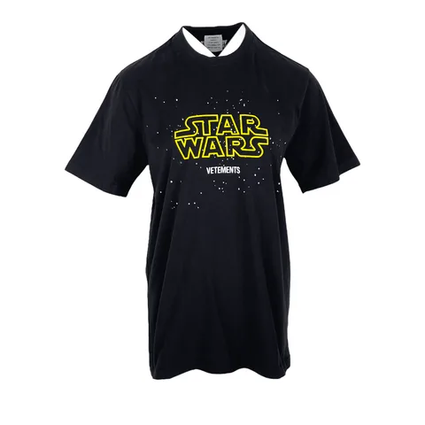 Vetements x Star Wars Black Yellow Logo Print Tshirt XS - 1