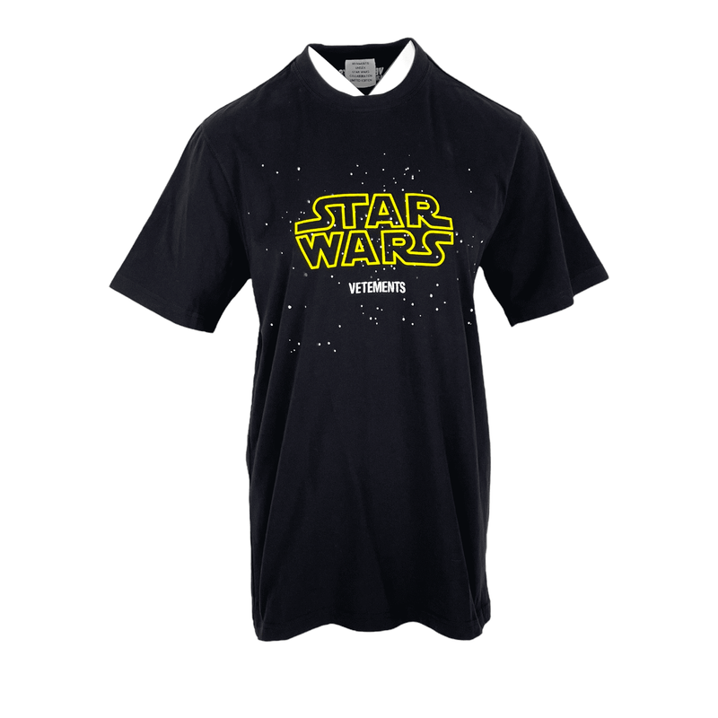 Vetements x Star Wars Black Yellow Logo Print Tshirt XS - 1