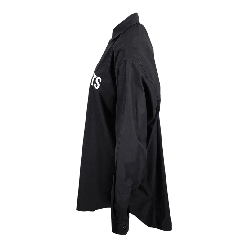 Vetements Black Cotton Poplin Logo Print Oversized Shirt XS - 3