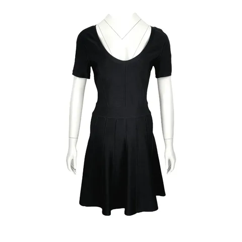 Victoria Beckham Black Long Sleeve Flounced Dress 38 - 1