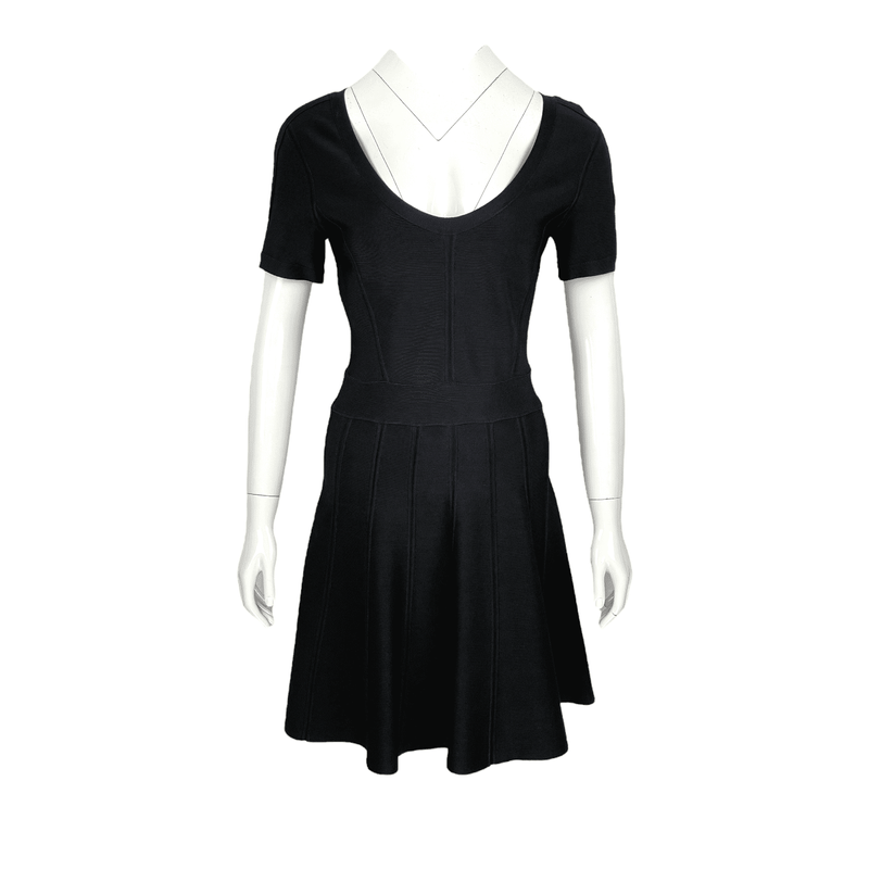 Victoria Beckham Black Long Sleeve Flounced Dress 38 - 1