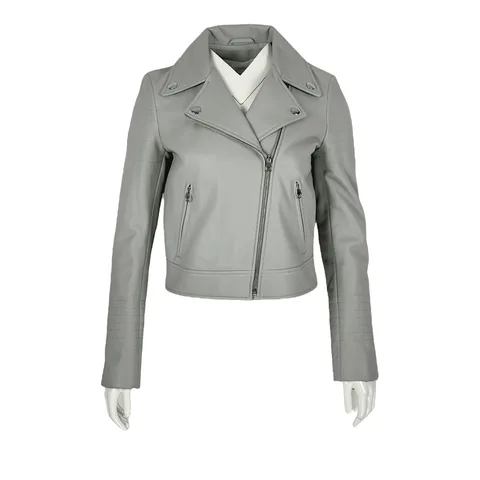 Yves Salomon Pastel Blue Lamb Biker Jacket 36 - 1