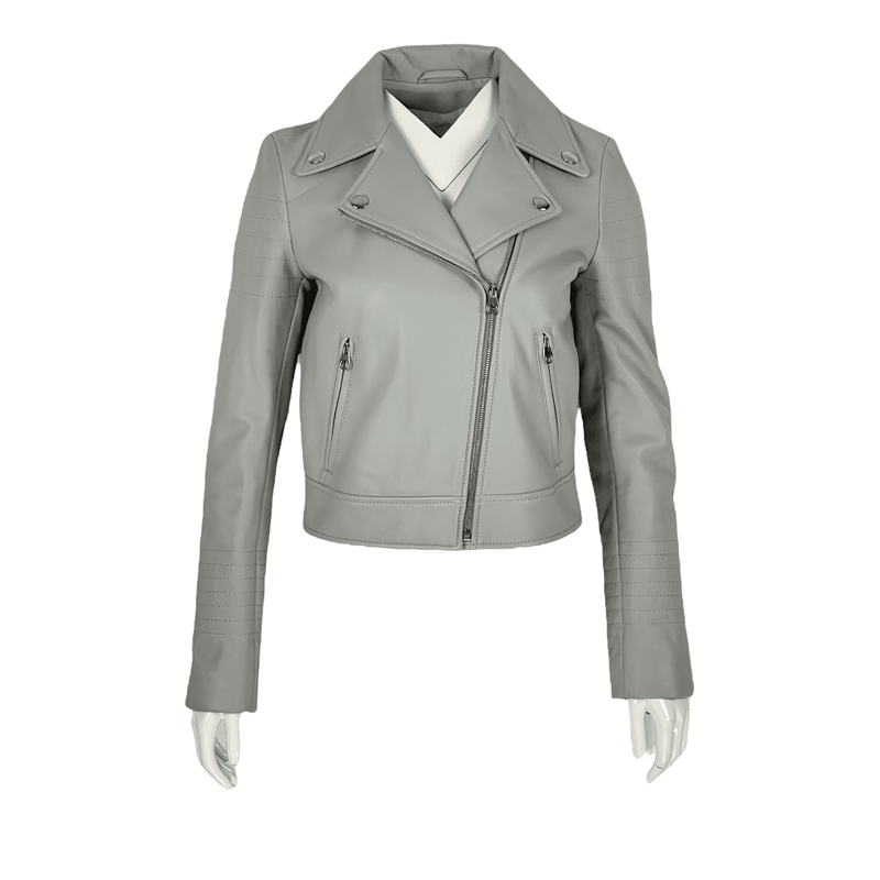 Yves Salomon Pastel Blue Lamb Biker Jacket 36 - 1