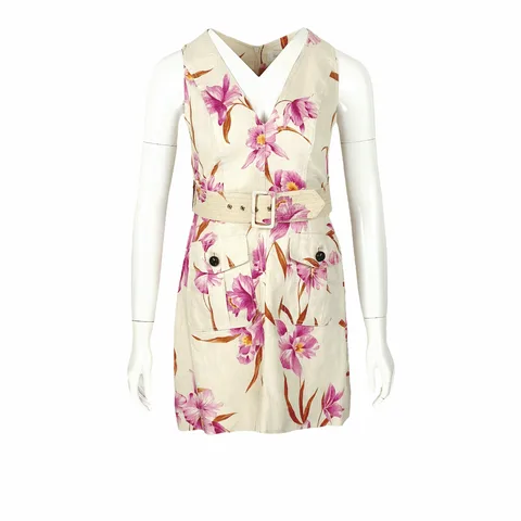 Zimmermann Belted Floral Print Linen Mini Dress 0 - 1