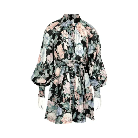 Zimmermann Black Verty Print Linen Mini Dress 1 - 1