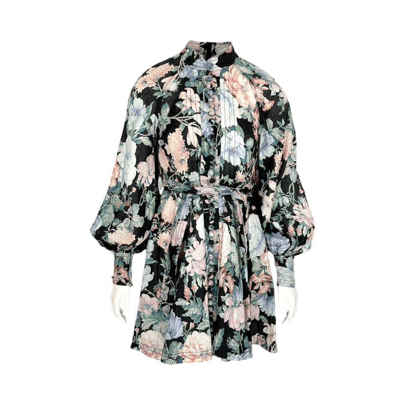 Zimmermann Black Verty Print Linen Mini Dress 1 - 1