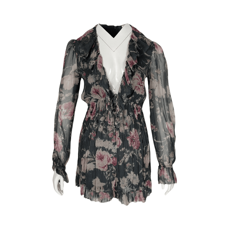 Zimmermann Iris Floral Print Silk Playsuit 0 - 1