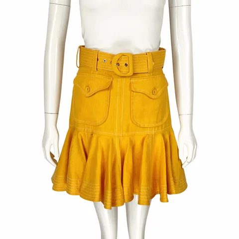 Zimmermann Orange Belted Mini Skirt 0