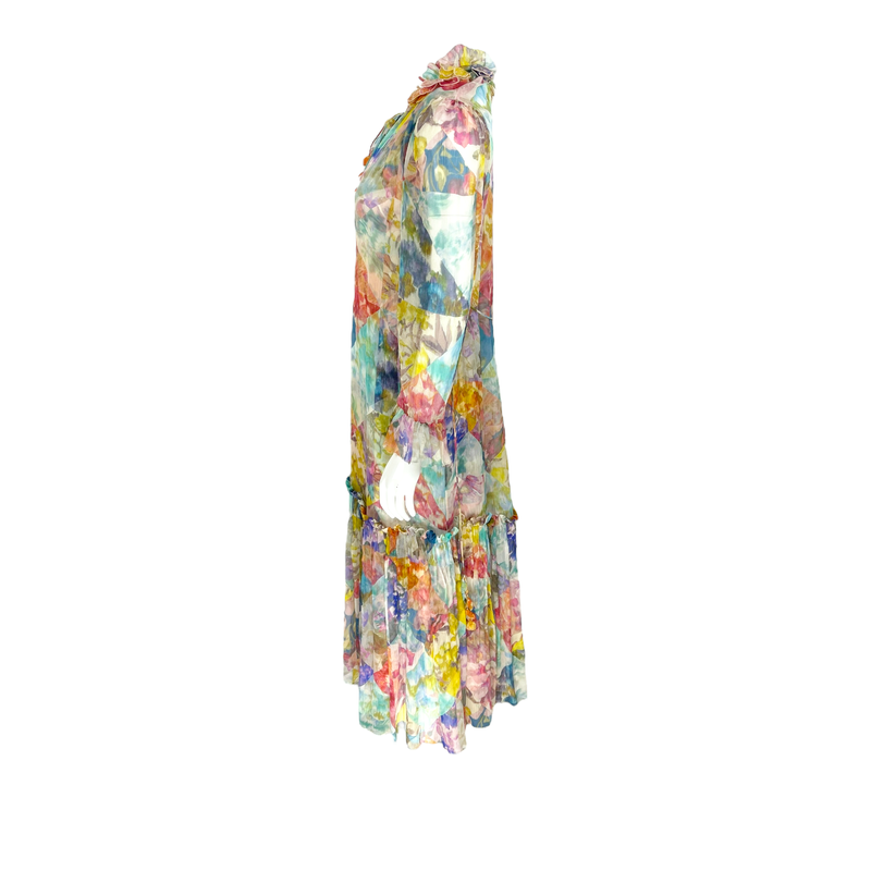 Zimmermann Multicolor Creped High Tide Floral Print Silk Midi Dress 1 - 3