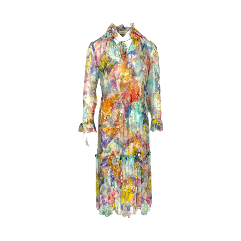 Zimmermann Multicolor Creped High Tide Floral Print Silk Midi Dress 1 - 1