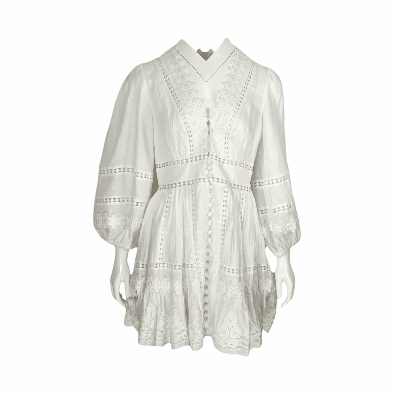 Zimmermann White Pop Linen Mini Dress 2 - 1
