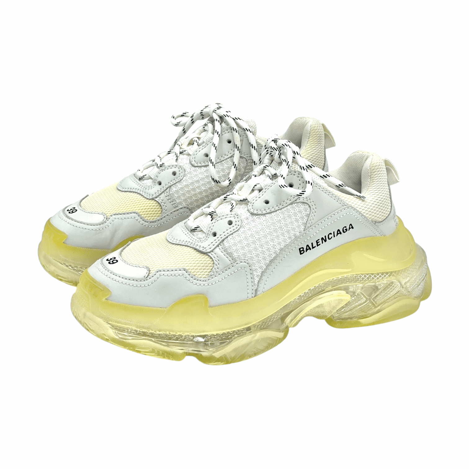 Balenciaga Grey Beige Leather Mesh Triple S