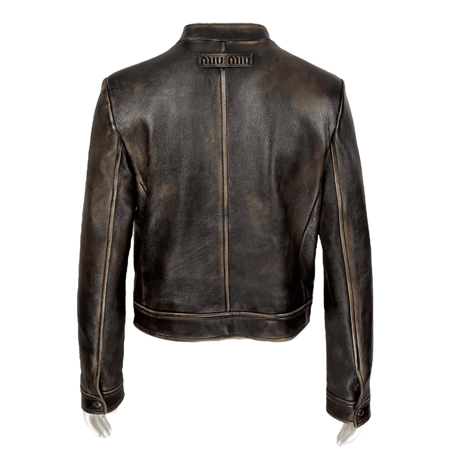 Miu Miu Brown Lambskin Leather Jacket IT42